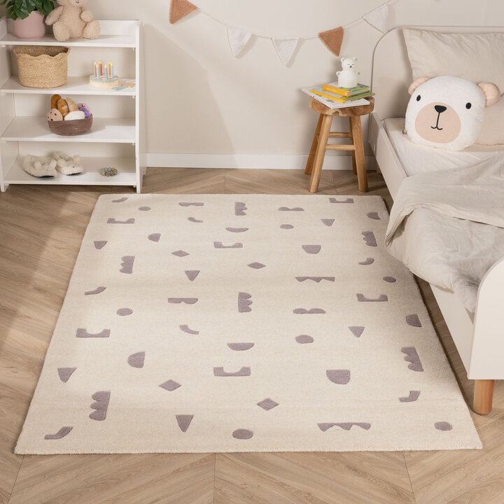 Vloerkleed kinderkamer - Lux Geo Wit/Lila 