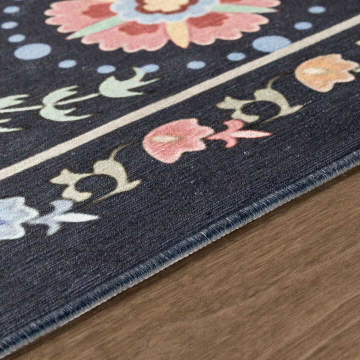 Rond vintage vloerkleed - Bibi Medaillon Blauw - 3