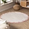 Rond wasbaar vloerkleed - Myrre Roze/Wit - thumbnail