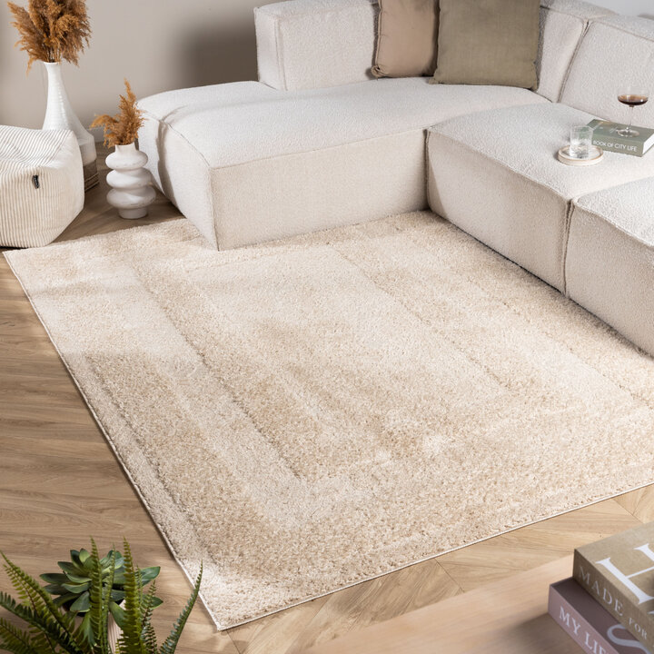 Scandinavisch vloerkleed - Lova Border Beige 