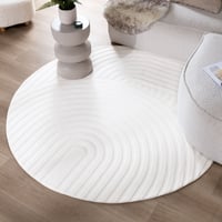 Rond Scandinavisch vloerkleed - Charm Curves Wit