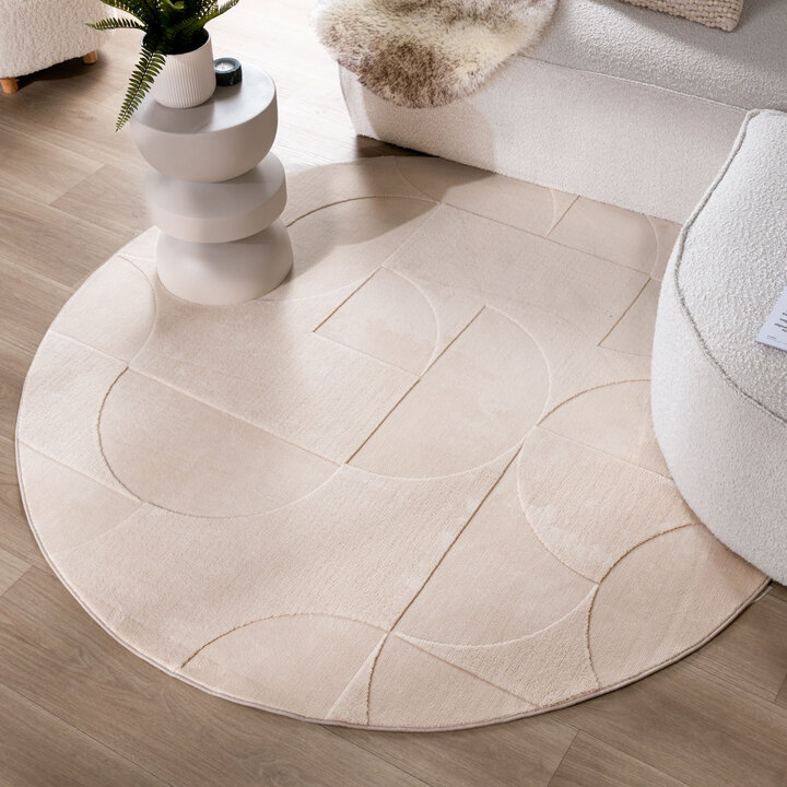 Rond Scandinavisch vloerkleed - Charm Circles Beige