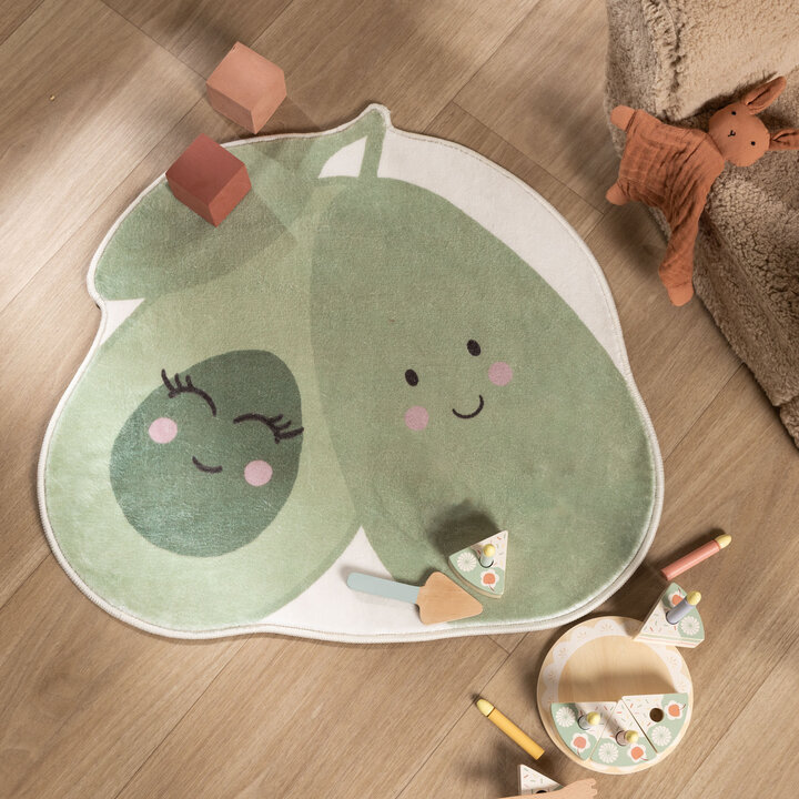 Wasbaar kindervloerkleed - Berry Avocado Groen