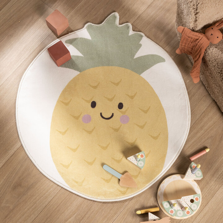 Wasbaar kindervloerkleed - Berry Ananas Geel