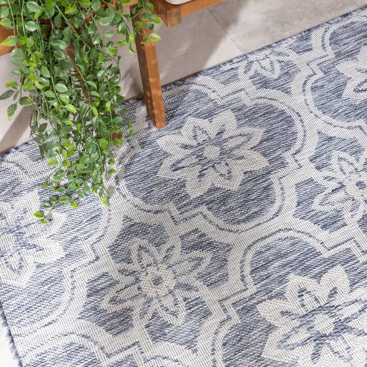 Buitenkleed - Rio Flower Blauw - 1
