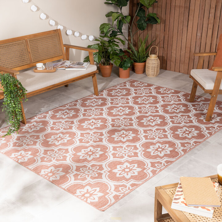 Buitenkleed - Rio Flower Roze