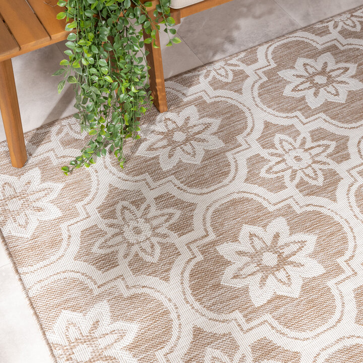 Buitenkleed - Rio Flower Beige - 1