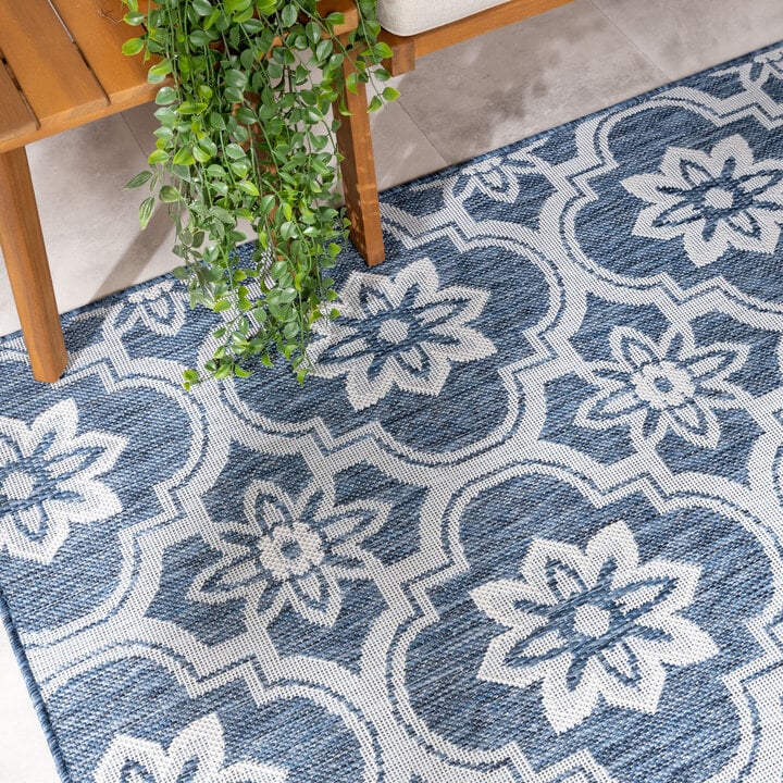 Buitenkleed - Rio Flower Donkerblauw - 1