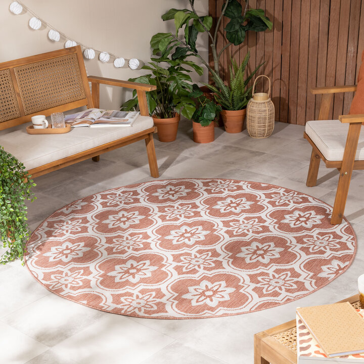 Rond buitenkleed - Rio Flower Roze