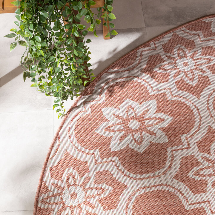 Rond buitenkleed - Rio Flower Roze - 1
