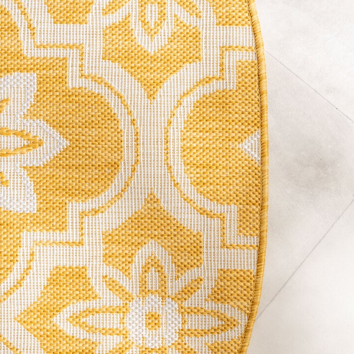 Rond buitenkleed - Rio Flower Geel - 3