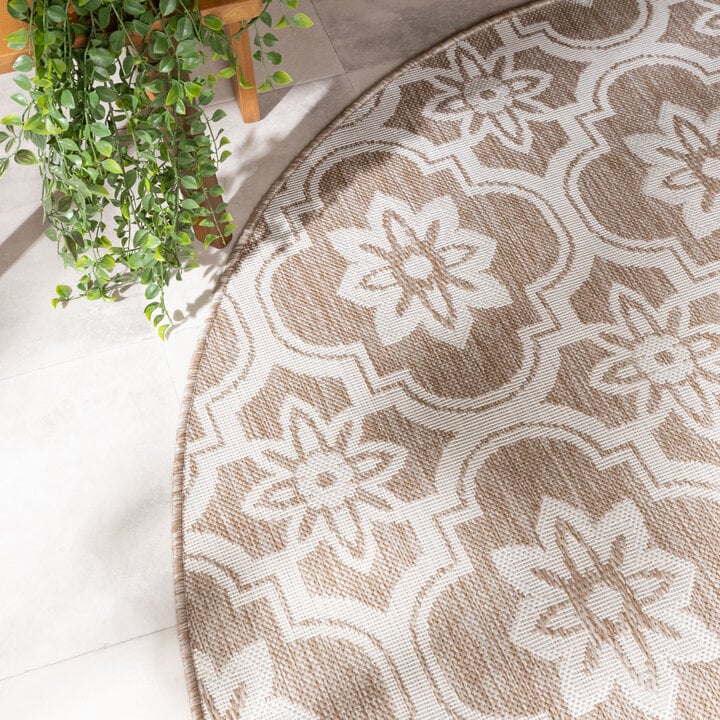 Rond buitenkleed - Rio Flower Beige - 1