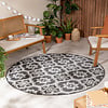 Rond buitenkleed - Rio Flower Zwart - thumbnail