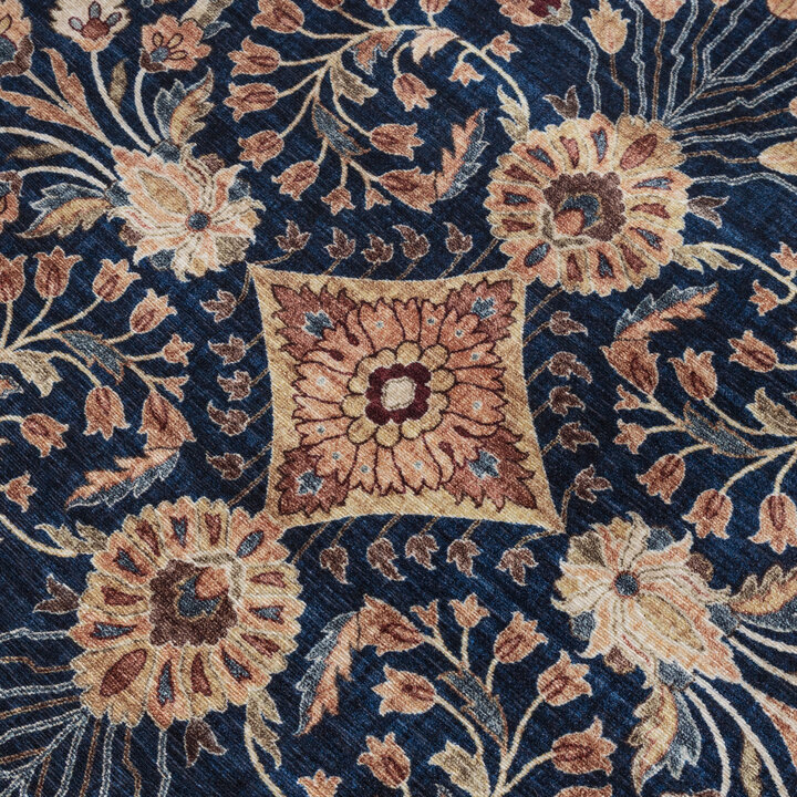 Rond vintage buitenkleed - Santo Flora Blauw  - 3