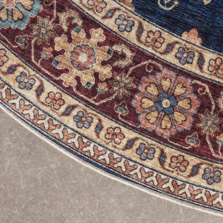 Rond vintage buitenkleed - Santo Flora Blauw  - 4