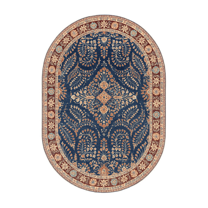 Ovaal vintage buitenkleed - Santo Flora Blauw - 1