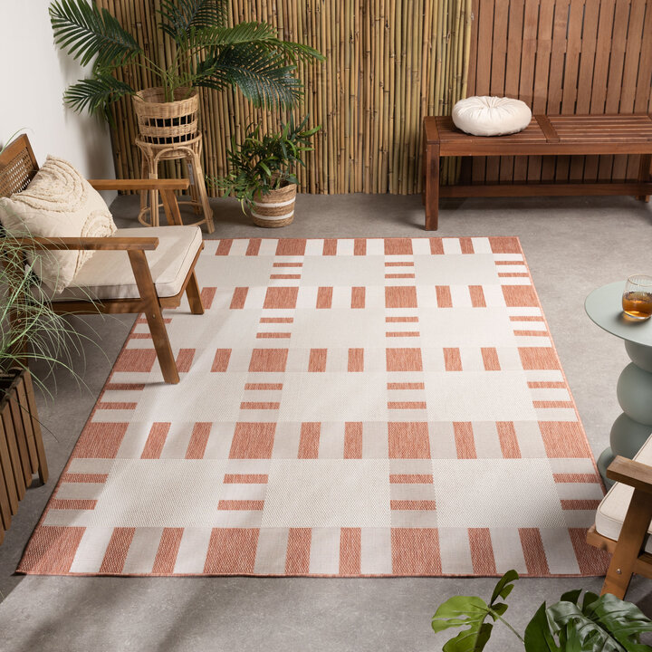 Geometrisch buitenkleed - Faro Tiles Roze 