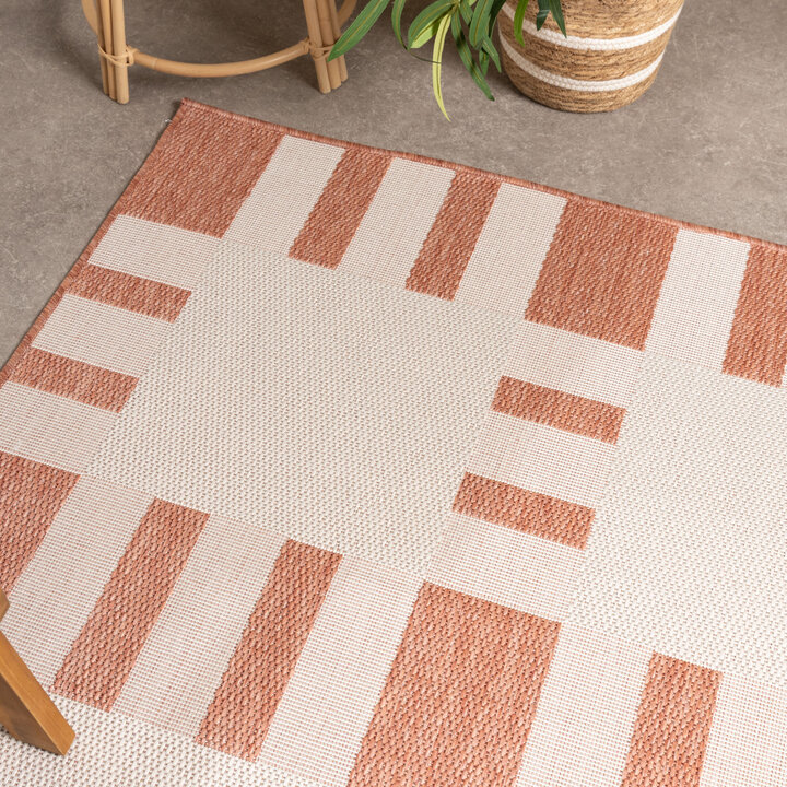 Geometrisch buitenkleed - Faro Tiles Roze  - 1