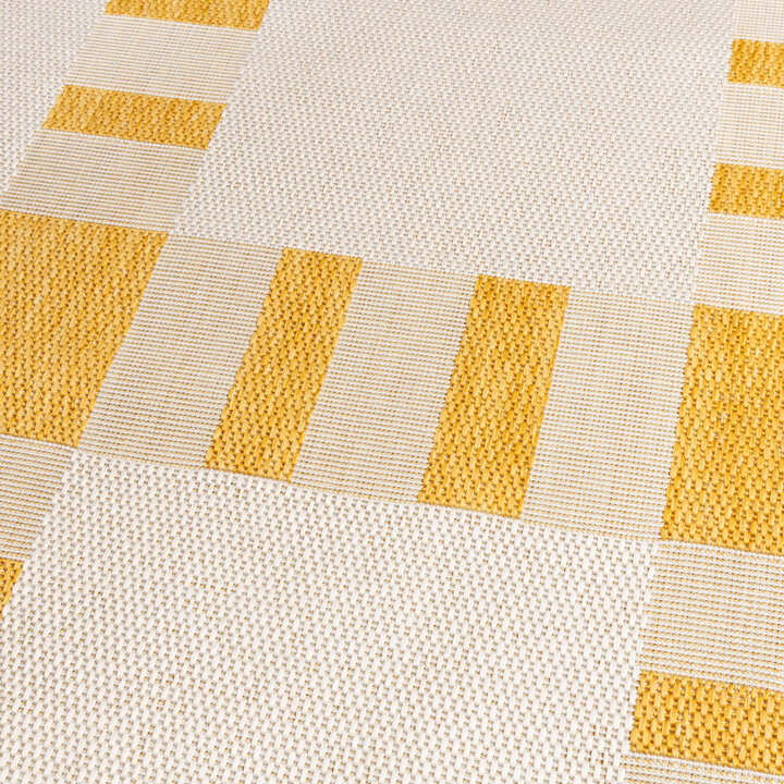 Geometrisch buitenkleed - Faro Tiles Geel  - 2