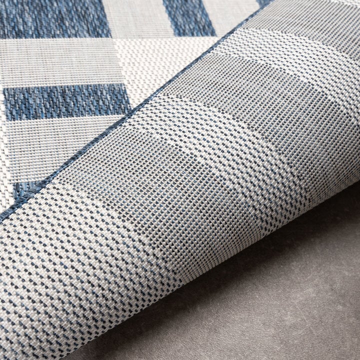Geometrisch buitenkleed - Faro Tiles Blauw  - 5