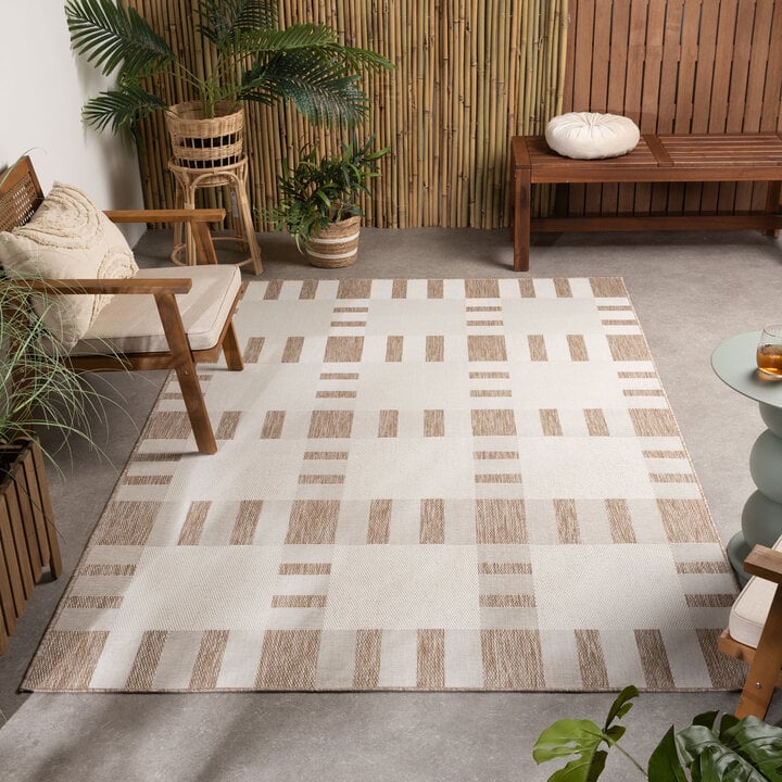 Geometrisch buitenkleed - Faro Tiles Beige 