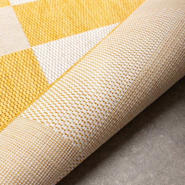 Geometrisch buitenkleed - Faro Blocks Geel  - 5