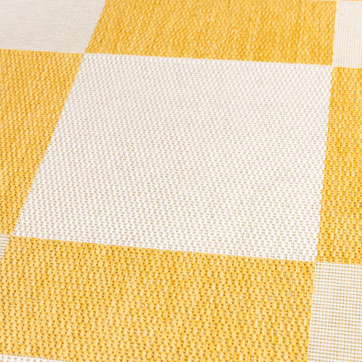 Geometrisch buitenkleed - Faro Blocks Geel  - 2