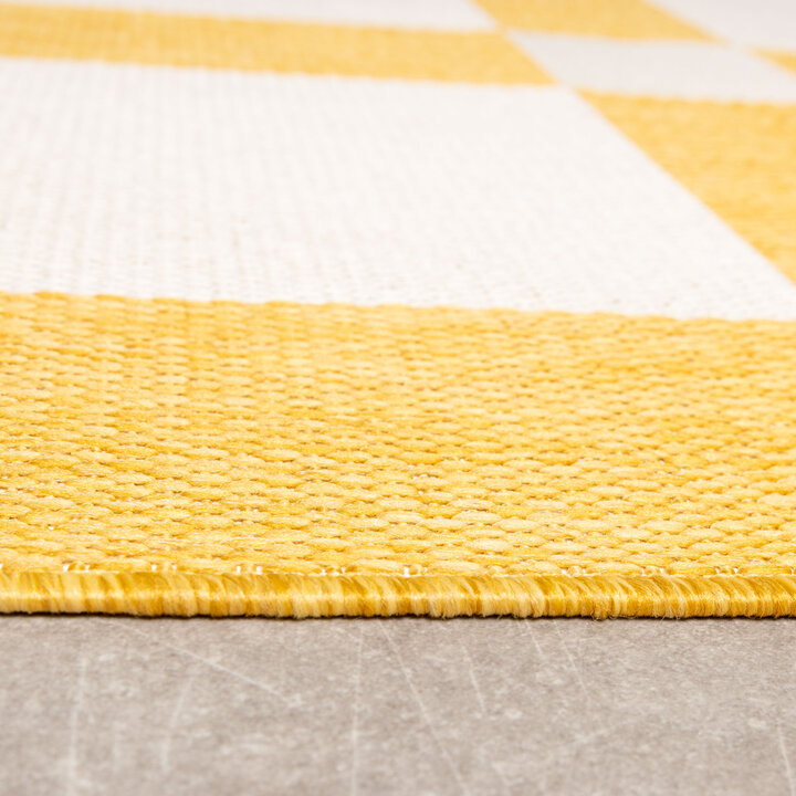 Geometrisch buitenkleed - Faro Blocks Geel  - 4