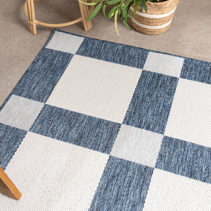 Geometrisch buitenkleed - Faro Blocks Blauw  - 1