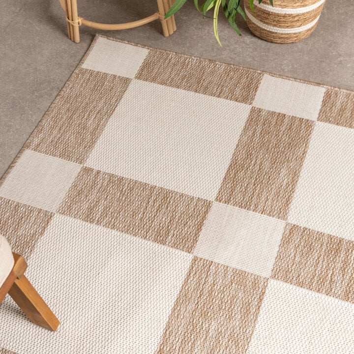 Geometrisch buitenkleed - Faro Blocks Beige  - 1