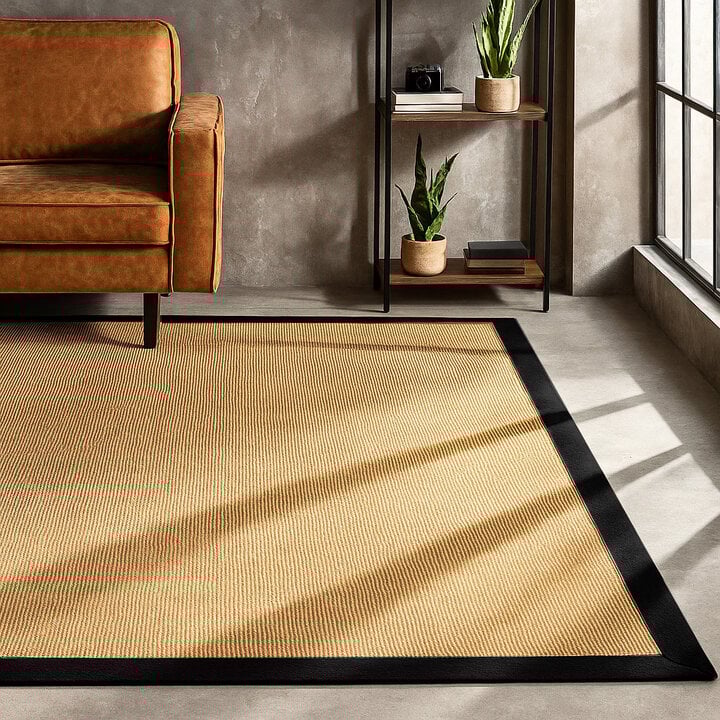 Sisal vloerkleed - Tulum Border Zwart