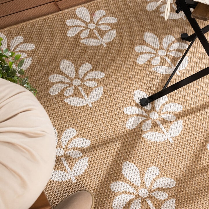 Jute buitenkleed - Como Flower Beige/Creme  - 2