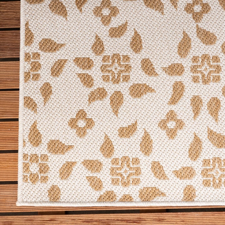 Jute buitenkleed - Como Floral Creme/Beige - 4