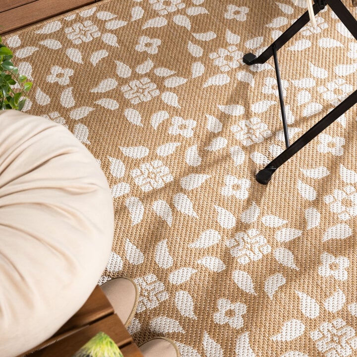 Jute buitenkleed - Como Floral Beige/Creme  - 2