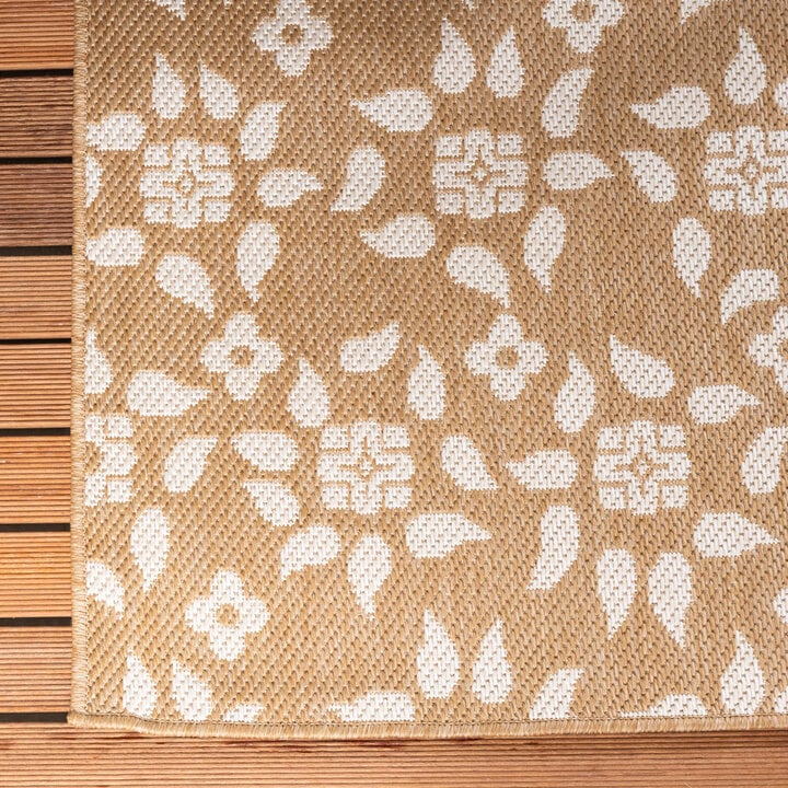 Jute buitenkleed - Como Floral Beige/Creme  - 4