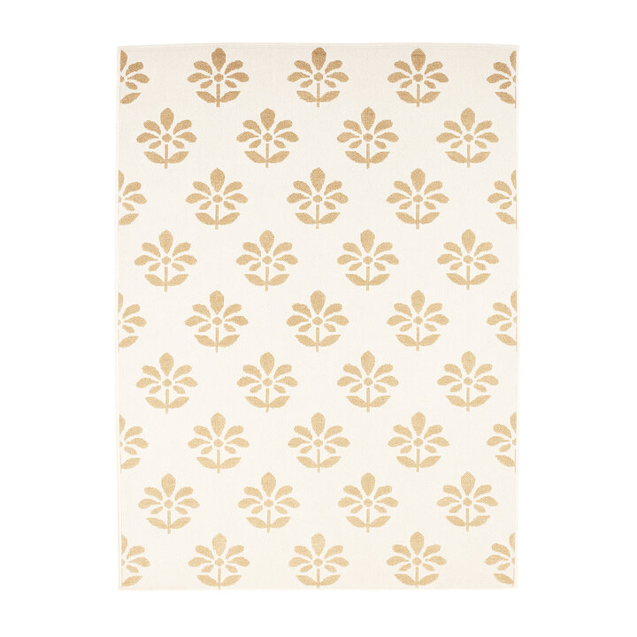 Jute buitenkleed - Como Flower Creme/Beige  - 1