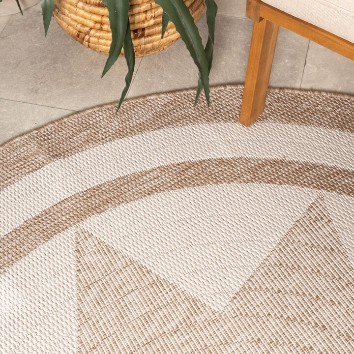 Rond jute buitenkleed - Nusa Sun Beige/Creme  - 1