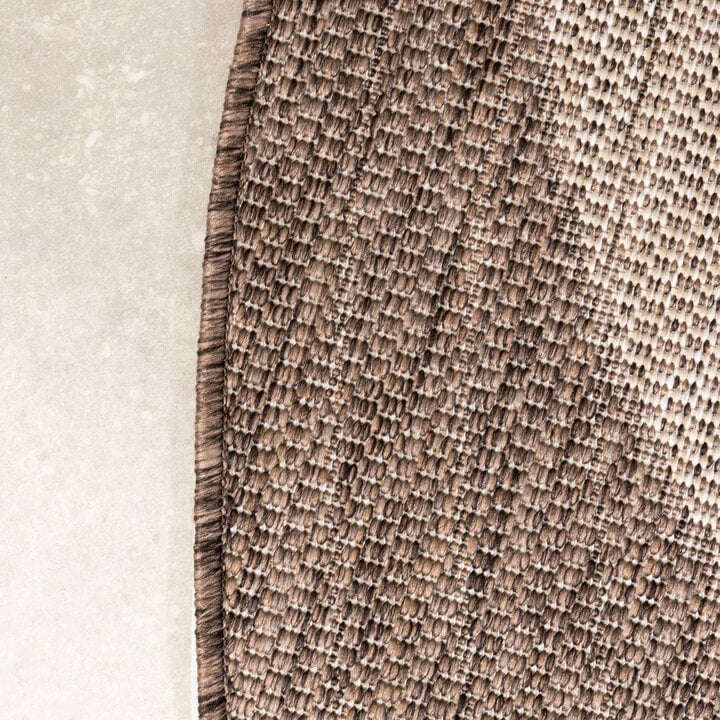 Rond jute buitenkleed - Nusa Flower Bruin/Beige  - 3