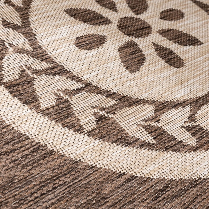Rond jute buitenkleed - Nusa Medallion Bruin/Beige  - 2