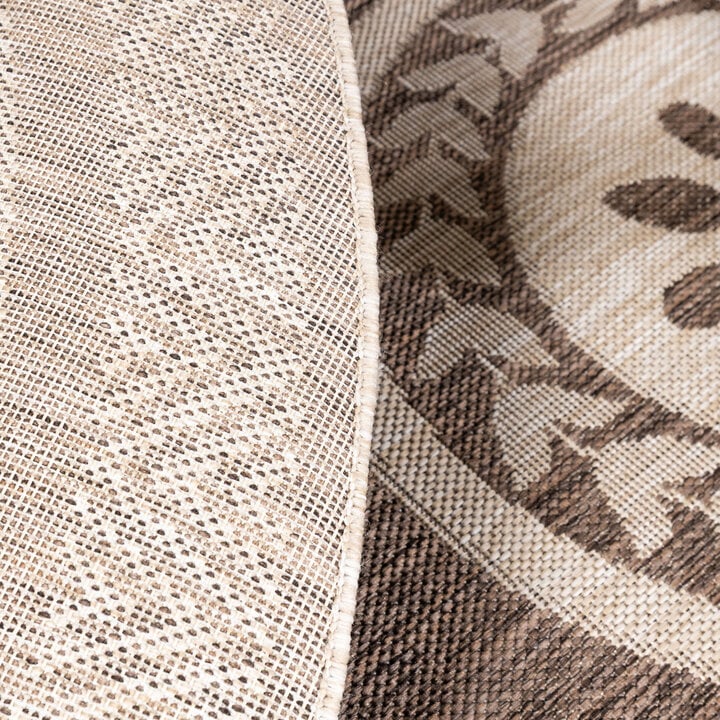 Rond jute buitenkleed - Nusa Medallion Bruin/Beige  - 5