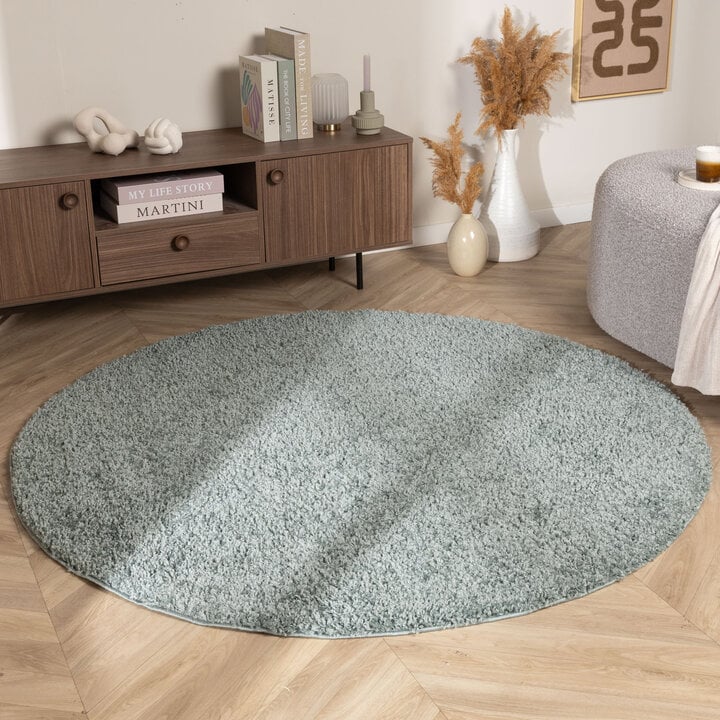 Rond Hoogpolig vloerkleed - Wish Blauw/Groen