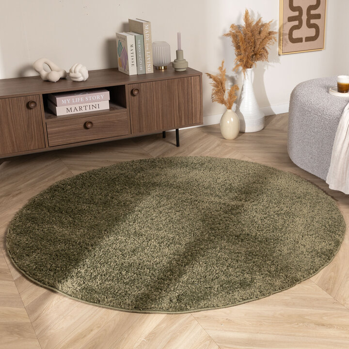 Rond Hoogpolig vloerkleed - Wish Groen