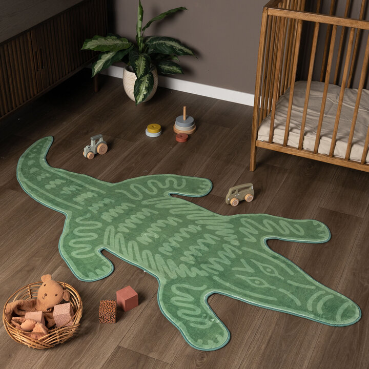 Wasbaar kindervloerkleed - Raf Croco Groen
