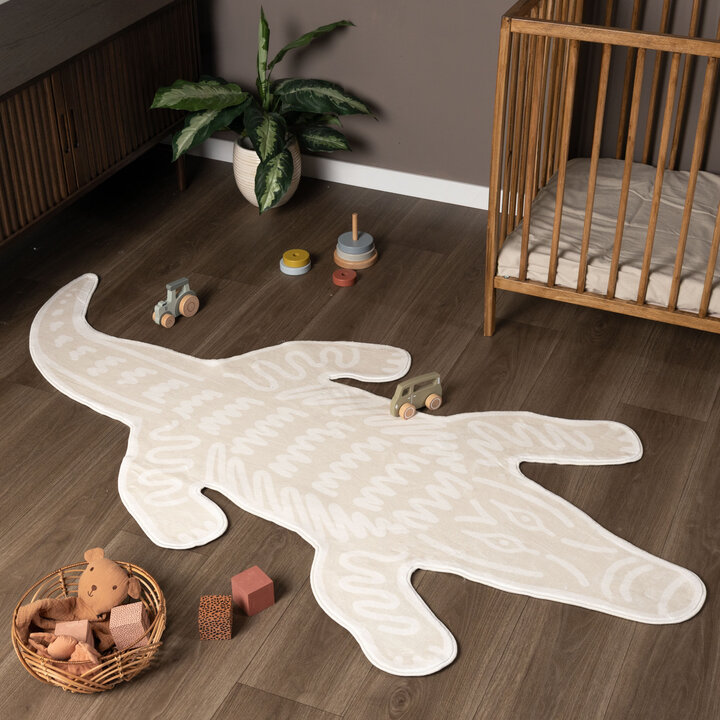 Wasbaar kindervloerkleed - Raf Croco Creme 
