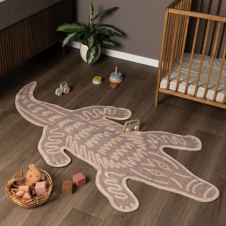 Wasbaar kindervloerkleed - Raf Croco Bruin 