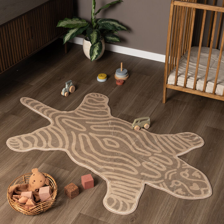 Wasbaar kindervloerkleed - Raf Tijger Taupe 
