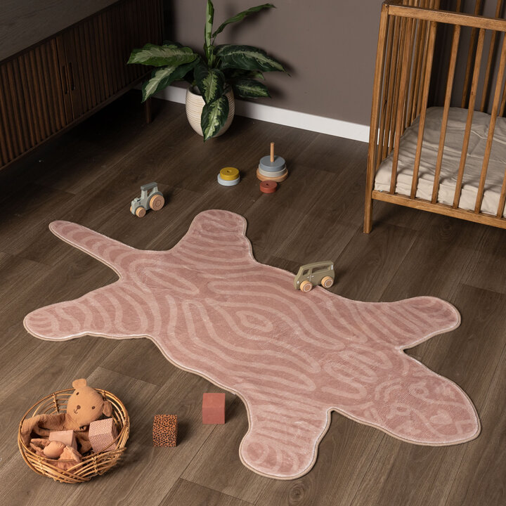 Wasbaar kindervloerkleed - Raf Tijger Roze 