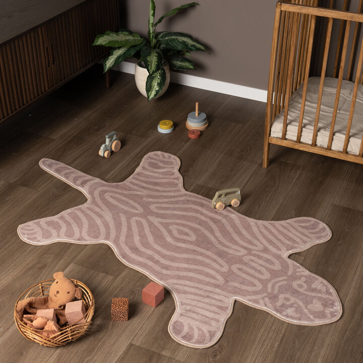 Wasbaar kindervloerkleed - Raf Tijger Bruin 