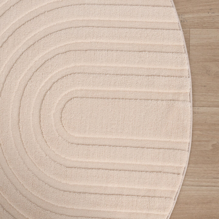Rond Scandinavisch vloerkleed - Charm Curves Beige - 4