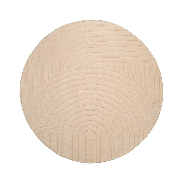 Rond Scandinavisch vloerkleed - Charm Curves Beige - 1